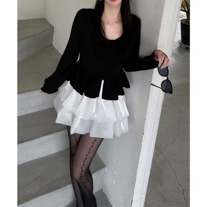 ロイヤルパーティー ROYAL PARTY ドッキングペプラムニットアンサンブル （ブラック）