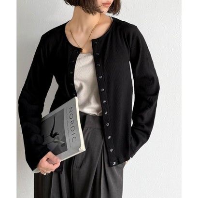 クラシカルエルフ Classical Elf 大人の余裕を纏う。前後2wayドットボタンリブ素材カーディガン（長袖） （ブラック）