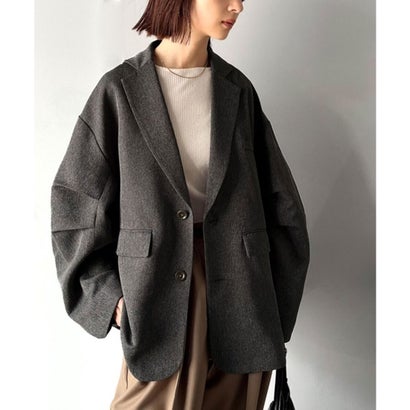 クラシカルエルフ Classical Elf 羽織るだけでキマる。袖タックヘリンボーンオーバーサイズジャケット（セットアップ可） （チャコール）