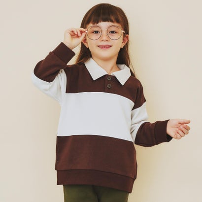 ザ ショップ ティーケー (キッズ) THE SHOP TK(Kids) 【110-160】バイカラーラガー裏毛プルオーバー （ブラウン(543)）