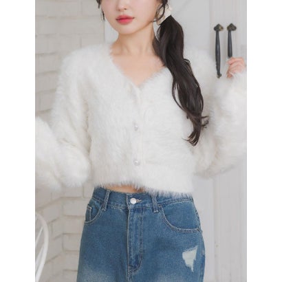 エムズエキサイト ems excite キラキラシャギーカーデ （WHT2）