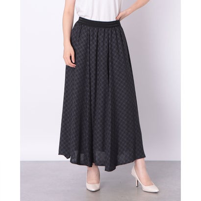 エグランティーヌ EGLANTINE 【セットアップ対応】幾何学柄ロングフレアスカート （チャコールグレー）