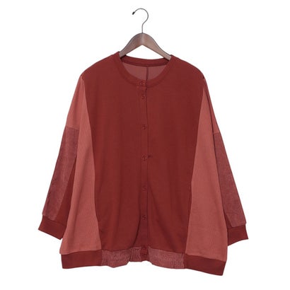 ジーンズメイト JEANS MATE コーデュロイ ワッフル 切替 カーディガン C-FORT POINT （レンガ）