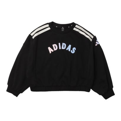 アディダス adidas ジュニア スウェットトレーナー ガールズ スウェット ルーズフィット クルーネック プルオーバー キッズ JZ8673 （ブラック）のサムネイル