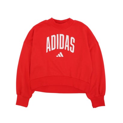 アディダス adidas ジュニア スウェットトレーナー 季節の必需品 カレッジテイストのフォントをあしらったクルーネック スウェットシャツ キッズ用 JV7378 （pure ruby/white）(4)
