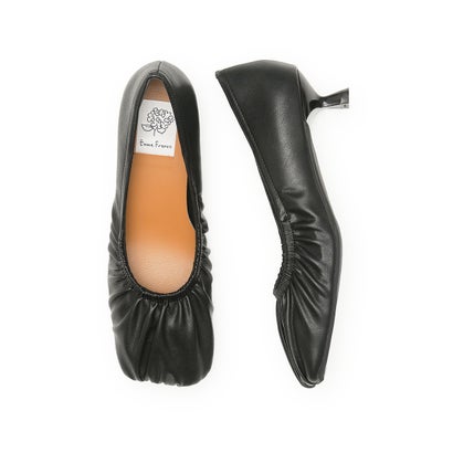 【25AW】エマ フランシス Emma Francis ギャザー 4cm パンプス （ブラック スムース）