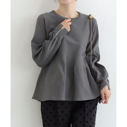 構築デザインペプラムニット （グレー）