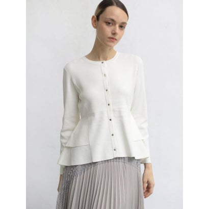 アーガ Aga 16Gペプラムヘムティアードカーディガン （オフホワイト）