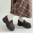シューズインクローゼット Shoes in Closet -シュークロ- 厚底 2段ソール シンプル コインローファー 1891 (ダークブラウン/スウェード)