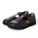 オーガニックハンドルーム Organic handloom GUNA PLATFORM 厚底本革ヒールガード付きサンダル (ブラック)