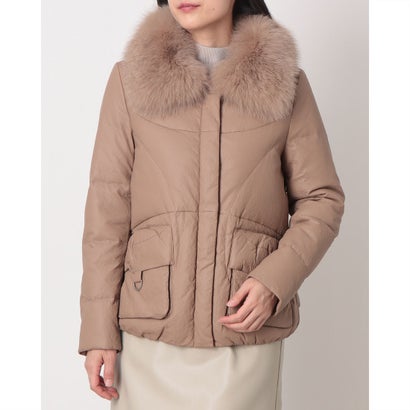 ベスジョーヤ VESGIOIA 合皮レザーダウンジャケットフォックス襟 （タウペ）