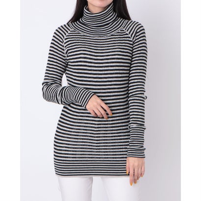 オムネス OMNES ランダムテレコニット タートルネック （オートミール×ブラック）