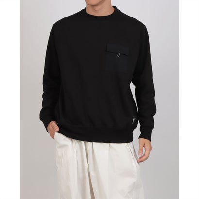 オムネス OMNES 裏起毛フラップポケット付きプルオーバー長袖 (ブラック)