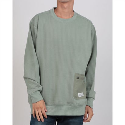 オムネス OMNES ラインキルトポケット付きプルオーバー長袖 (ライトカーキ)