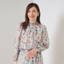 イッツデモ ITS'DEMO 【手洗い可/セットアップ可】ラメストライプ花柄ブラウス (ラベンダー(180))