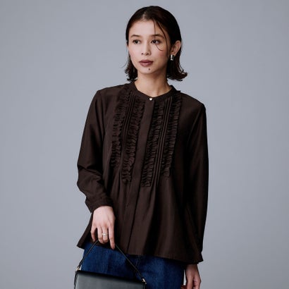 アンタイトル UNTITLED フィブリルサテン長袖ブラウス （ブラウン(043)）