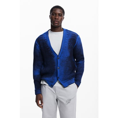 デシグアル Desigual グラデーションカーディガンセーター (ブルー)