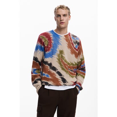 デシグアル Desigual 抽象的なペイズリー柄のセーター (ブラウン)