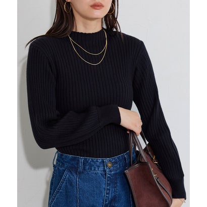 マーベラス バイ ピエロ marvelous by Pierrot もっちりパフスリーブリブニット （ブラック）