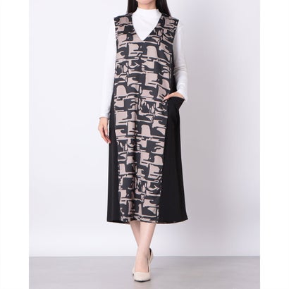 アンナニコラ Anna Nicola 幾何柄切り替えジャンパースカート （ネイビー）