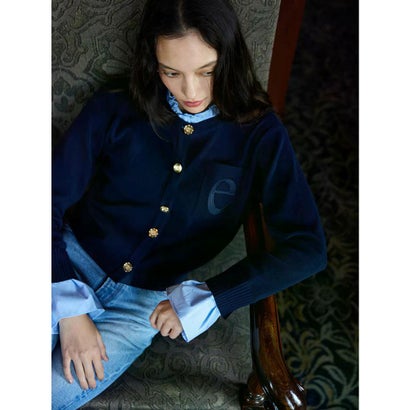 エイミーイストワール EIMY ISTOIRE Attached collar ニットカーディガン （NAVY）