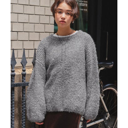 ティティベイト titivate ゆったりルーズブークレーニットトップス/チュニック （グレー）