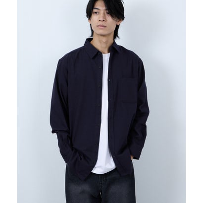 マックハウス Mac-House 無地フランネルシャツ (ネイビー)