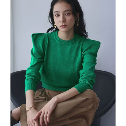 エルフランク ELFRANK パワーショルダー ラメニット ハイネック プルオーバー （グリーン）のサムネイル