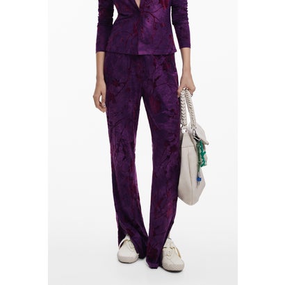 デシグアル Desigual テクスチャーフレアパンツ （ピンク/レッド）