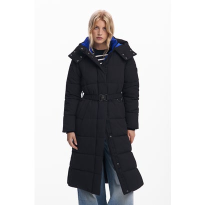 デシグアル Desigual ベルト付きロング中綿ジャケット （グレー/ブラック）