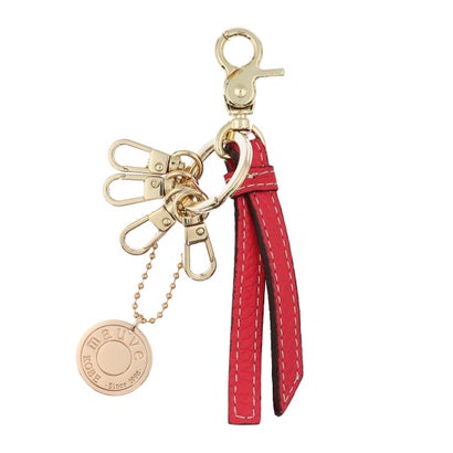 モーヴ mauve シンプルレザーキーリング 本革ストラップ付き （ピンク）