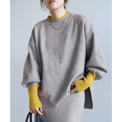 レカ reca モックネック配色ニット（dec-ch-2102） （グレー×イエロー）のサムネイル