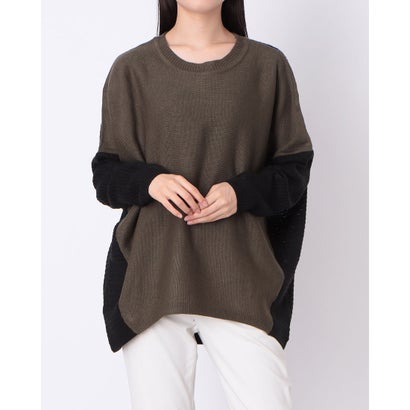 ジーンズメイト JEANS MATE 袖ケーブル 配色ニット C-FORT POINT （カーキ）