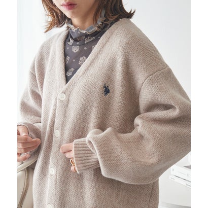 ユーエスポロアッスン U.S. POLO ASSN. ワンポイントロゴ ポニー刺繍 メランジカーディガン CARDIGAN （オートミール）