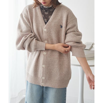 ユーエスポロアッスン U.S. POLO ASSN. ワンポイントロゴ ポニー刺繍 メランジカーディガン CARDIGAN （オートミール）