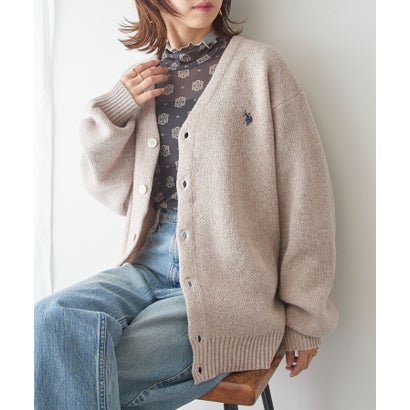 ユーエスポロアッスン U.S. POLO ASSN. ワンポイントロゴ ポニー刺繍 メランジカーディガン CARDIGAN （オートミール）