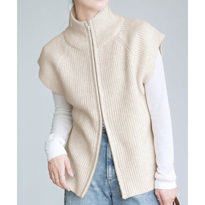 レカ reca ダブルジップハイネックニットベスト(bel-db-25009) （オートミール）