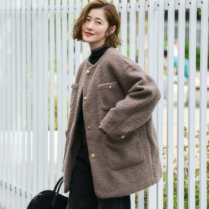 コカ coca プードルボアノーカラーコート （Brown）