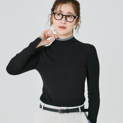 コカ coca アンゴラタッチ 配色ハイネックニット （Black）のサムネイル