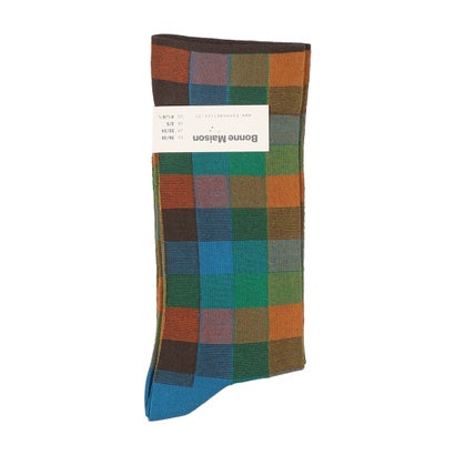 ボンヌメゾン Bonne Maison インドコットン ソックス （Carreaux Mykonos(BR501)）