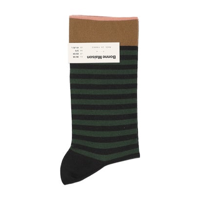 ボンヌメゾン Bonne Maison インドコットン ソックス （Rayures Faux Noir(CU301)）