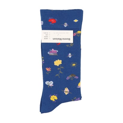 ボンヌメゾン Bonne Maison インドコットン ソックス （Semis Bleu Roi (TG501)）
