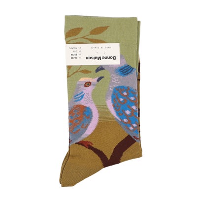 ボンヌメゾン Bonne Maison インドコットン ソックス （Tourterelle Absinthe(BO101)）