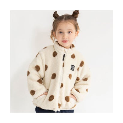 ブランシェス branshes 【マシンウォッシャブル」中綿ボアリバーシブルブルゾン (アイボリー)