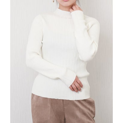 リベル モア libelle more 【洗濯機で洗える】ランダムリブボトルネックニットプルオーバー （オフ）