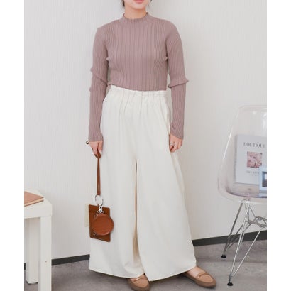 リベル モア libelle more 【洗濯機で洗える】ランダムリブボトルネックニットプルオーバー （ピンク）