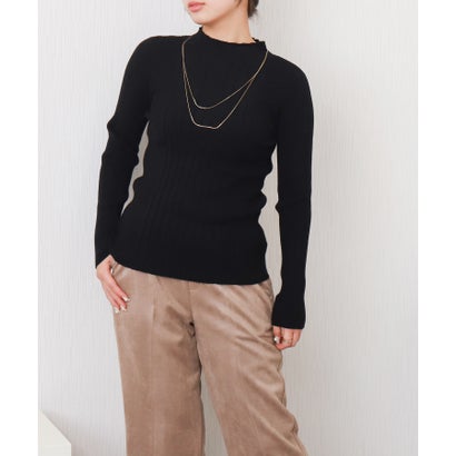 リベル モア libelle more 【洗濯機で洗える】ランダムリブボトルネックニットプルオーバー （クロ）