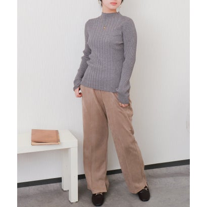 リベル モア libelle more 【洗濯機で洗える】ランダムリブボトルネックニットプルオーバー （杢グレー）