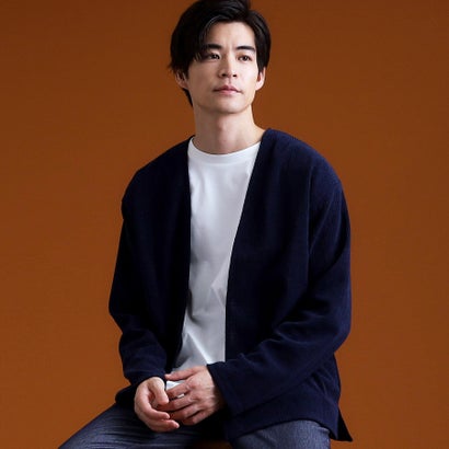 ザ ショップ ティーケー(メンズ) THE SHOP TK(Men) モールケーブルアンサンブルカーデ (ネイビー(094))