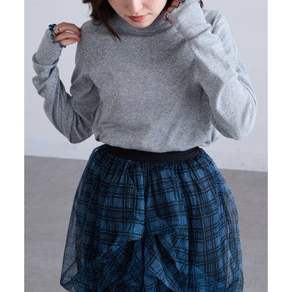 セットアップセブン SETUP7 テレコリブ配色ミシンスリットタートル長袖 GLR （杢グレー）